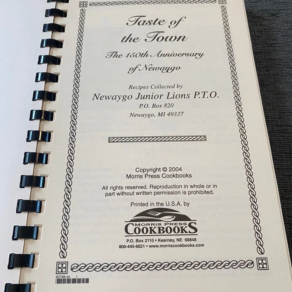 Taste of the Town Newaygo 150th Anniversary Cookbook 2004